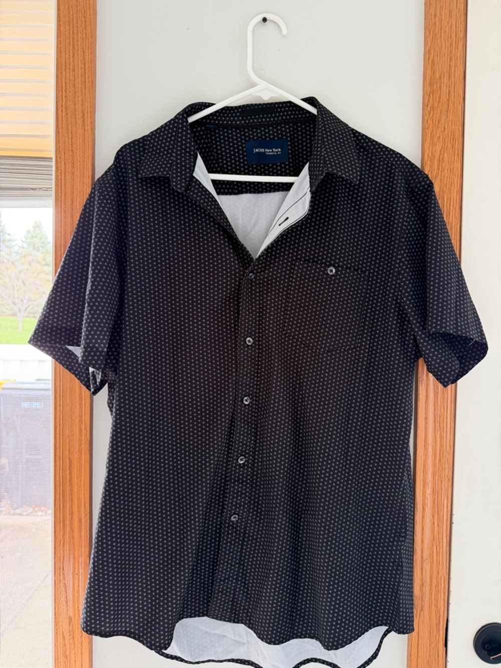 Black Short-Sleeve Button-Up Shirt